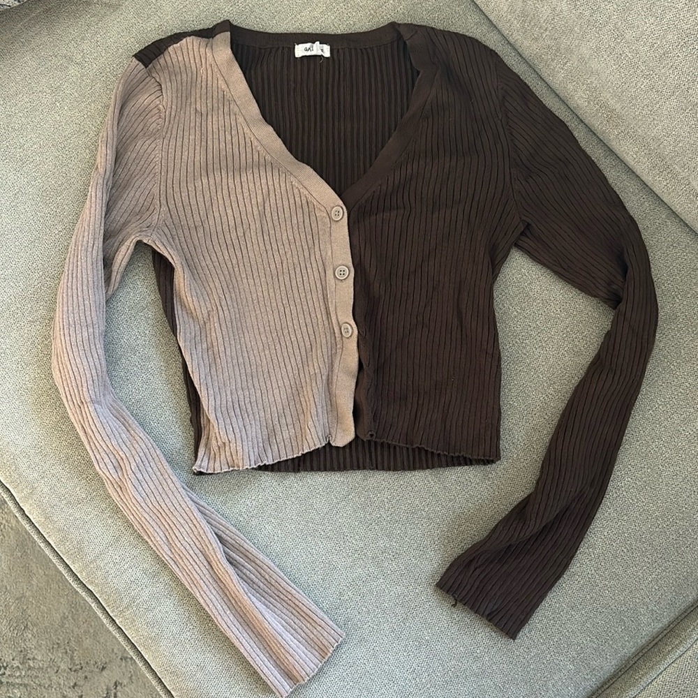 GARAGE two tone brown sweater